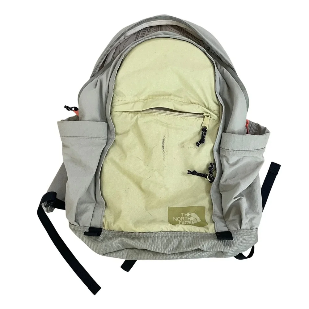 The North Face Bozer Backpack Grey Yellow Topographic Lining Hiking Bag